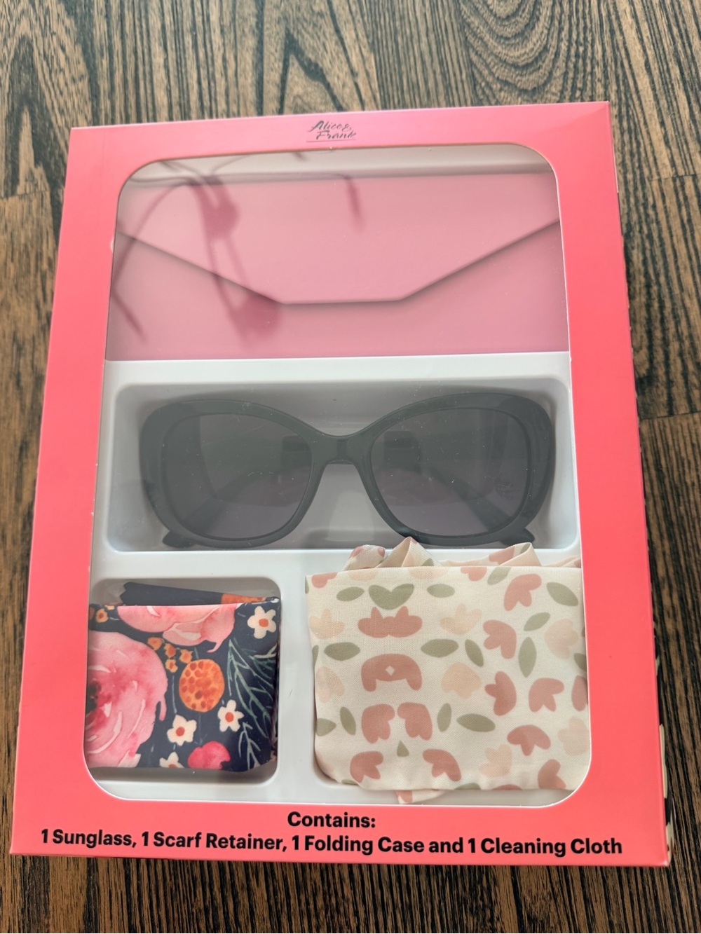 Black Oversized Sunglasses with Pink Folding Case